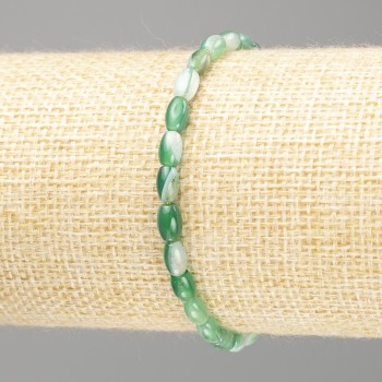 Brățară din agat verde, bob de 6x4 mm, lungime 18 cm (elastic)