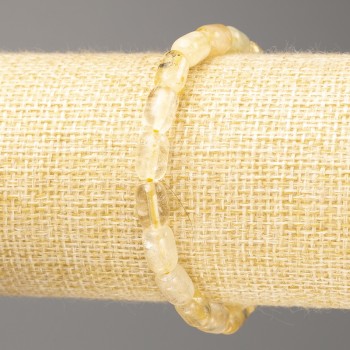 Brățară din piatră naturală citrin, mărgele tip baril, diametrul 9x6 mm, lungime 18 cm (pe elastic)