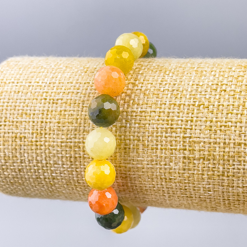 Brățară Asortiment din piatră naturală, mărgele facetate, diametrul 10 mm, lungime 18 cm (elastic)