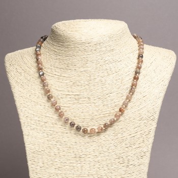 Colier din selenit natural, mărgele lucioase, diametru aproximativ 6 mm, lungime 45 cm