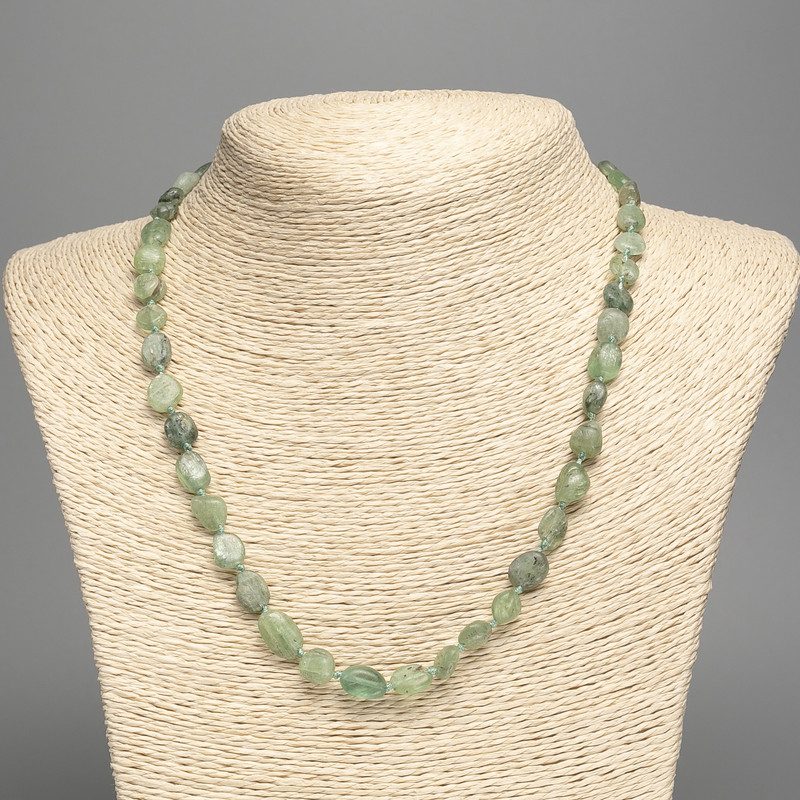 Colier din ciianit verde natural, cu mărgele tăiate, diametru 7x8(±)mm, lungime 50 cm+