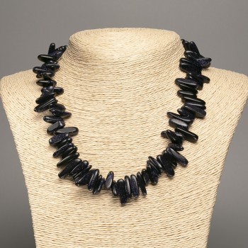 Colier din piatră naturală Aventurin „Noaptea Cairo”, fărâmă în formă de ac, diametrul 20x6 mm, lungime 48 cm +