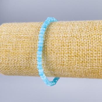Brățară din acvamarin artificial, rondelle facetate, diametrul 4×3 mm, lungime 18 cm (elastic)