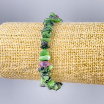 Браслет Цоїзит натуральний камінь крихта, діаметр 8х4мм+-, довжина 18см (стрейч)