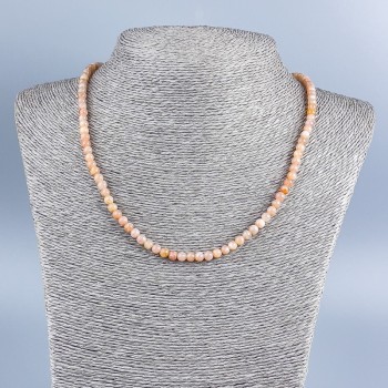 Colier din piatră naturală selenit, mărgele netede, diametrul 4,5 mm, lungime 48 cm +