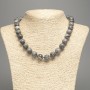 Colier din jasper gri oceanic (acrilic artificial) - bile netede, diametrul de 12 mm, lungimea 48 cm +