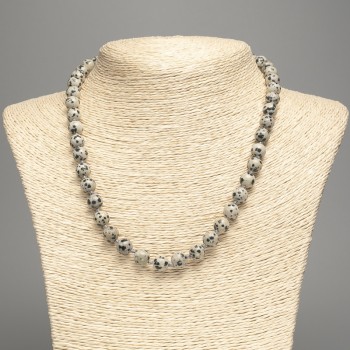 Намисто Яшма Далматин (штучний акрил) гладка кулька, діаметр 8, 5мм+-, довжина 50см +