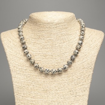 Colier Dalmatian Howlit (acrilic artificial) bile netede, diametrul 10 mm, lungime 48 cm +