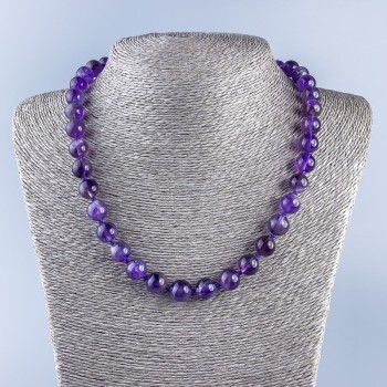 Colier din piatră naturală ametist, mărgele netede de 10,5 mm, lungime 48 cm