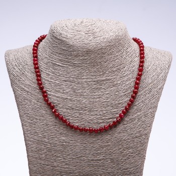 Colier din piatră naturală 'Turmalină' (artificial) roșu-violet închis, rondel facetat, diametrul 6×4 mm, lungime 50 cm