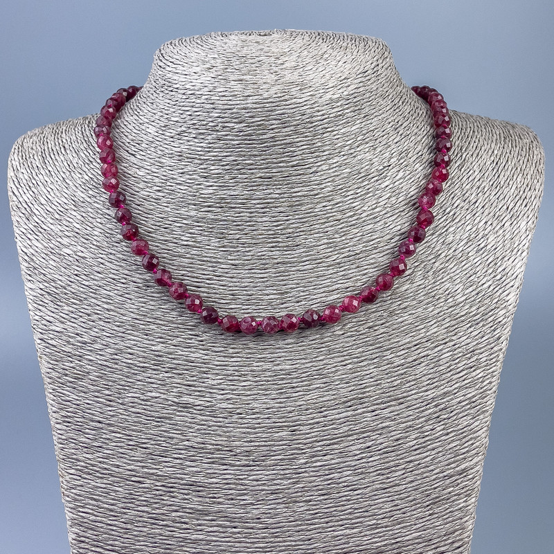 Colier din turmalină naturală, mărgele facetate de 6 mm, lungime 48 cm +
