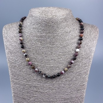 Colier din piatră naturală, turmalină, mărgele netede de 6 mm, lungime 50 cm