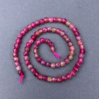 Mărgele din turmalină polichromă, cuburi fațetate pe șnur, diametrul 5×5 mm, lungime 38 cm