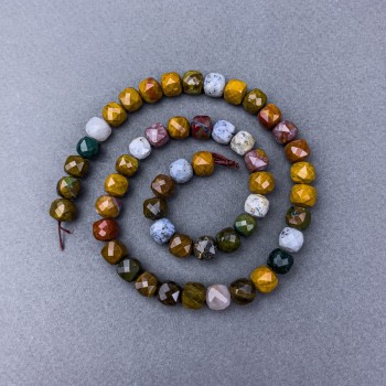 Mărgele din jasper, piatră naturală, cub tăiat pe șnur, diametrul 7,5 mm ±, lungimea 38 cm ±