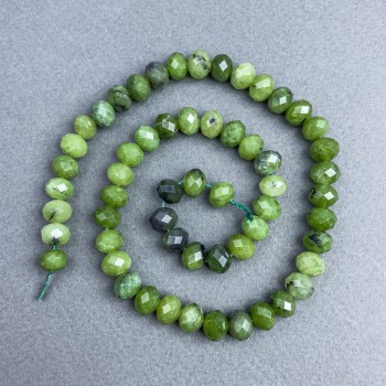 Perle de jadeit canadian, piatră naturală, tăiate în rondel, diametrul 8×6,5 mm ± pe șnur, lungime 38 cm+