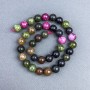 Mărgele din turmalin natural, piatră, bile netede, diametrul 10,5 mm, pe șnur, lungime 37 cm+
