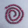 Mărgele din turmalin rubelit, formă sferică tăiată, diametrul de 6 mm ±, pe șnur, lungime 38 cm+
