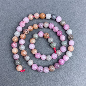 Mărgele din jadit colorat, bile netede, diametrul 6,5 mm, pe șnur, lungime 38 cm