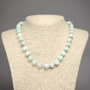 Colier din piatră naturală Larimar, mărgele netede, diametru de 10 mm, lungime de aproximativ 45 cm