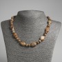 Colier din jasper peisaj, ovale plate, diametrul 13×18 mm, rondeli 9×5 mm, lungime 45 cm