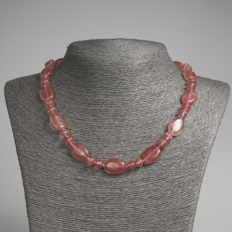 Colier din piatră naturală de turmalină, oval plat, diametrul 13×18 mm +-, rondel de 9×5 mm +-, lungime 45 cm