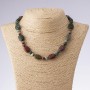 Colier din jasper natural, multicolor, formă ovală și disc, lungime 45 cm, dimensiuni 13×18 mm, grosime 8 mm