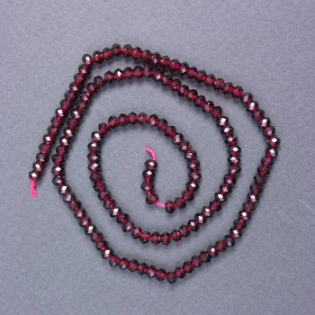 Mărgele din granat natural, rondel facetat, diametrul 4x3 mm +/- pe șnur, lungime 39 cm+