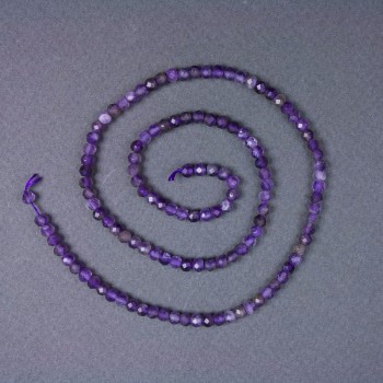Mărgele din ametist natural, tăiate rondel, diametrul 4x3 mm ± pe șnur, lungime 39 cm+