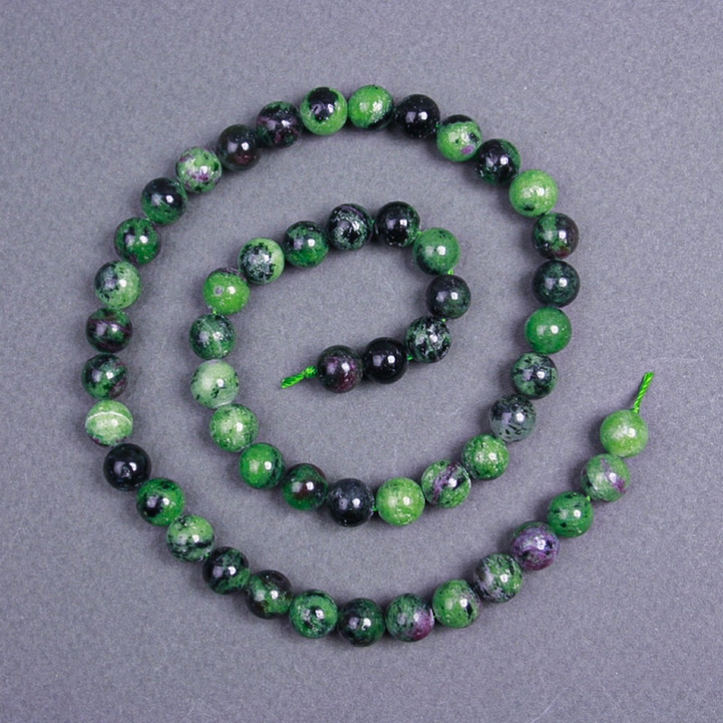 Mărgele din zoizit natural, piatră naturală, formă sferică netedă, diametru 8 mm ±, pe șnur, lungime 40 cm+