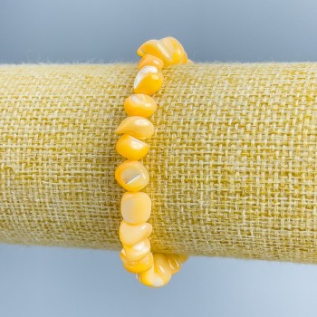 Brățară din sidef, portocaliu deschis, facetat, diametru 8x6 mm, lungime 18 cm (elastic)