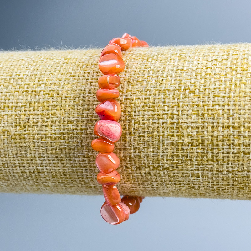 Brățară din sidef caramel, diametru 8x6 mm, lungime 18 cm (elastică)