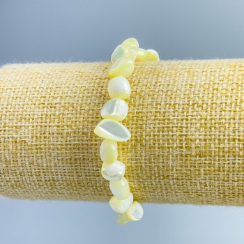 Brățară din sidef galben deschis, mărgele tăiate, diametrul 8x6 mm, lungime 18 cm (elastic)