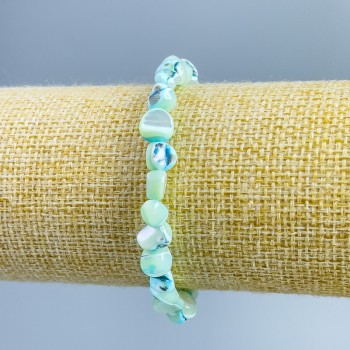 Brățară cu sidef albastru deschis, mărgele fațetate, diametrul 8x6 mm, lungime 18 cm (elastică)