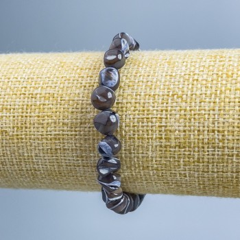 Brățară din sidef maro, mărgele fațetate, diametrul 8×6 mm, lungime 18 cm (elastic)