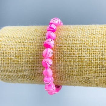 Brățară din sidef roz, mărgele tăiate 8x6 mm, lungime 18 cm (pe elastic)