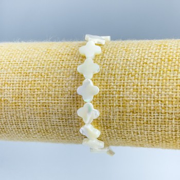 Браслет Перламутр конюшина, діаметр 10х10х2, 5мм+-, довжина 18см (стрейч)