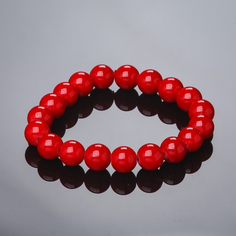 Brățară pe elastic din coral presat, 10 mm