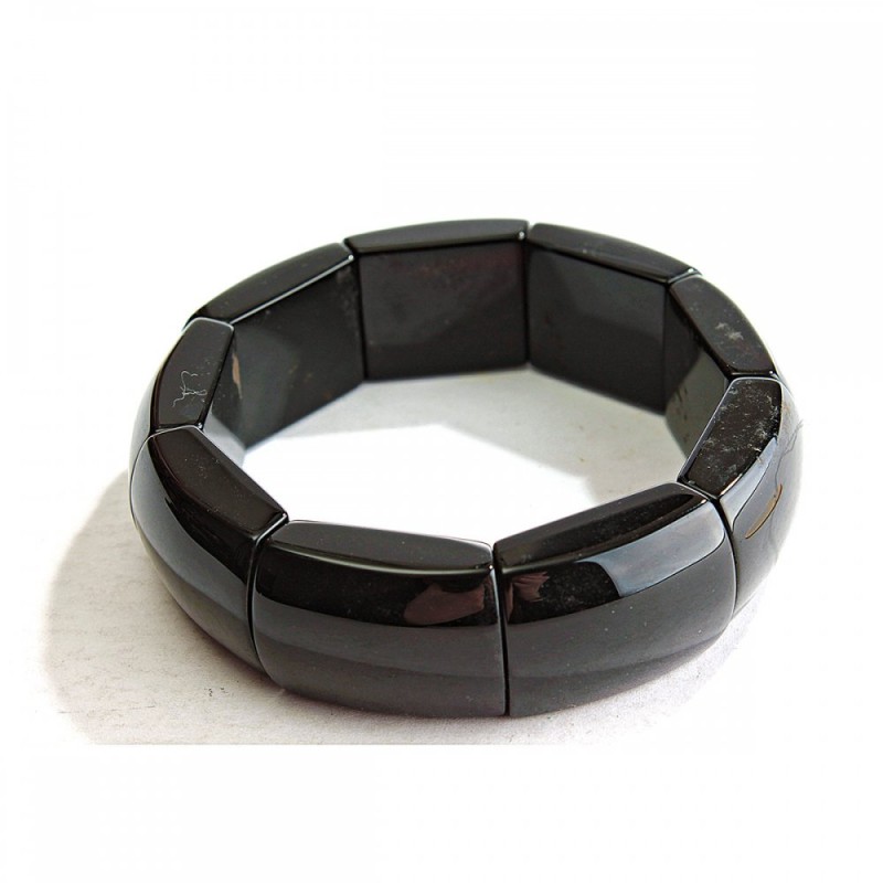 Brățară pe elastic din agate negre, pietre rectangulare 19×25 mm (±)