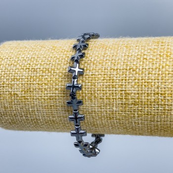 Brățară din hematit Cruce, diametru 8x8x3 mm +-, lungime 18 cm (elastică)