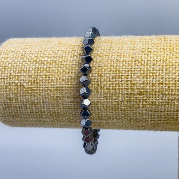 Brățară din hematit cu formă poligonală, diametrul 5×5 mm ±, lungimea 18 cm (elastic)