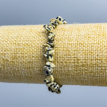 Brățară din jasper dalmațian, mărgele de dimensiune 5x3–14x5 mm, lungime 18 cm (elastică)