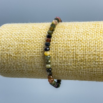 Brățară din turmalin natural, mărgele rondel tăiate, diametru 5x3 mm, lungime 18 cm (elastică)