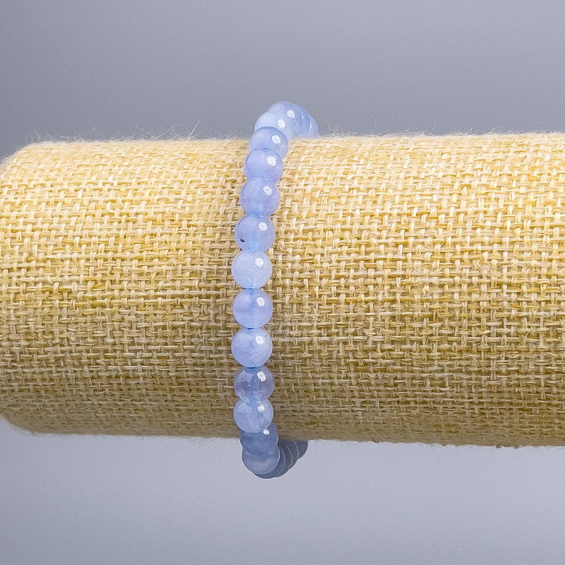 Brățară cu acvamarin, bile netede, diametrul 6,5 mm, lungime 18 cm (pe elastic)