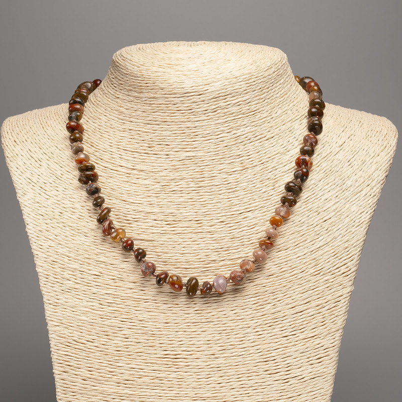 Colier din jasper cu fațete, de 8x5 mm, lungime 48 cm