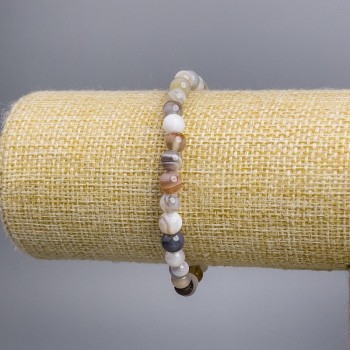 Brățară din agat Botswana, mărgele lucioase, diametrul aproximativ 6 mm, lungime 18 cm, elastică