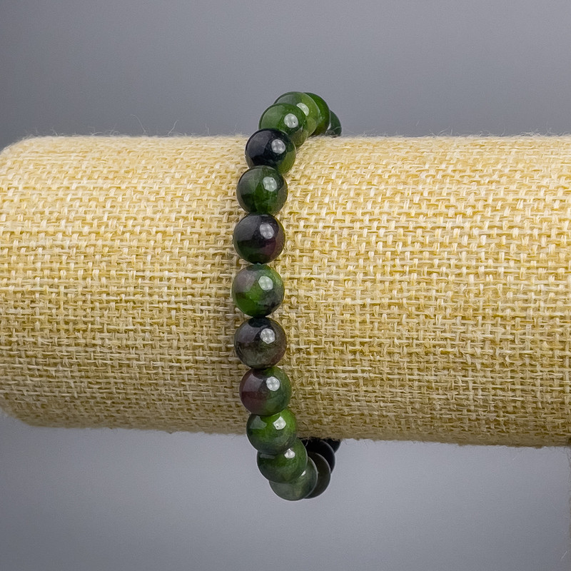 Brățară din zoizit (artificială), mărgele netede, diametru aproximativ de 8 mm, lungime 18 cm, pe bandă elastică