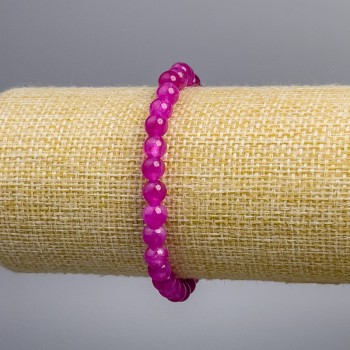 Brățară „Turmalină” (artificială) mărgele netede de culoare zmeurie, diametrul aproximativ 6 mm, lungime 18 cm, pe elastic