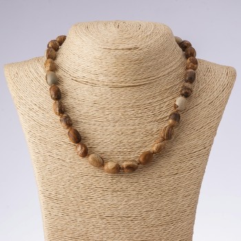 Намисто нат камінь Яшма пейзажна "циліндр бочонок", довжина 45см, діаметр 10х14мм