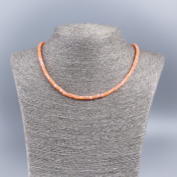 Colier-choker din sidef natural, nuanță morcov, rondel neted, diametru aproximativ 4x2 mm, lungime 48 cm