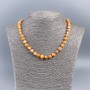 Colier din sidef natural, nuanțat portocaliu, mărgele rotunde, diametru 8 mm, lungime 48 cm